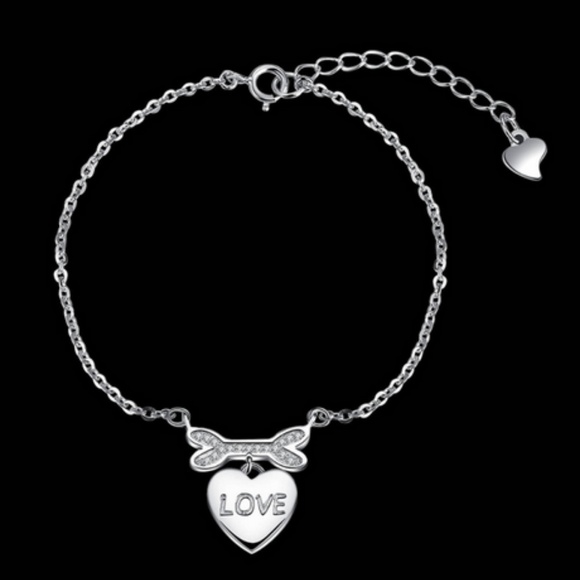 925 sterling silver  love heart-cut charm Bracelet - Picture 3 of 3